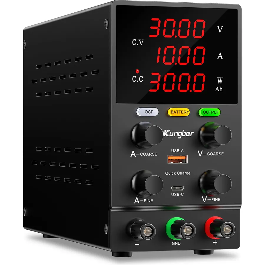 DC Power Supply Variable, 32V 10A Adjustable Switching Regulated DC Bench Power Supply with Intelligent Charging Mode, 18W USB Interface, Precision Encoder Knob