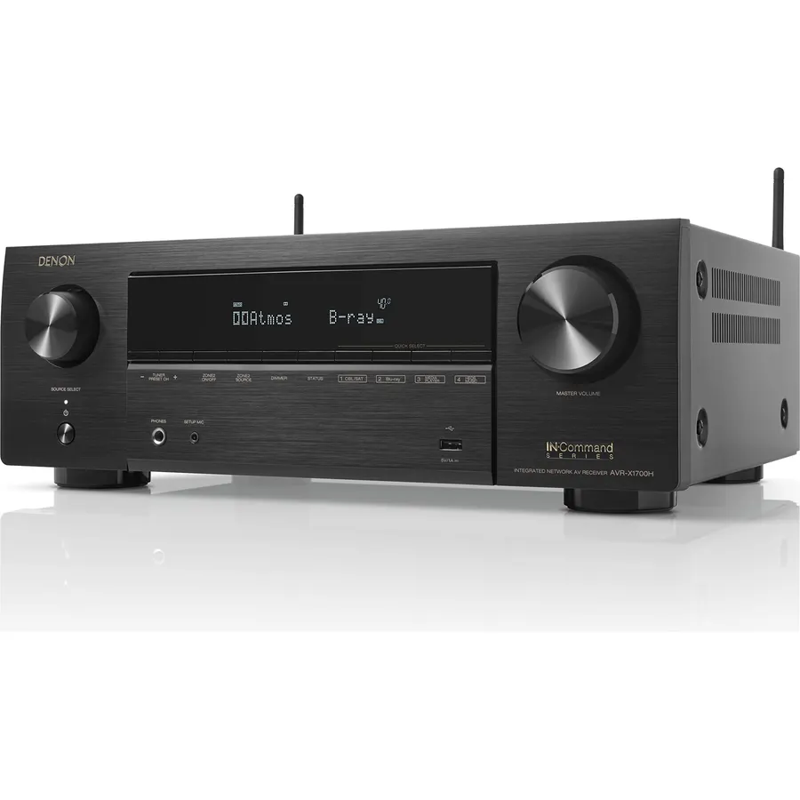 Denon AVR-X1700H 7.2 Channel AV Receiver - 80W/Channel, Built-in HEOS