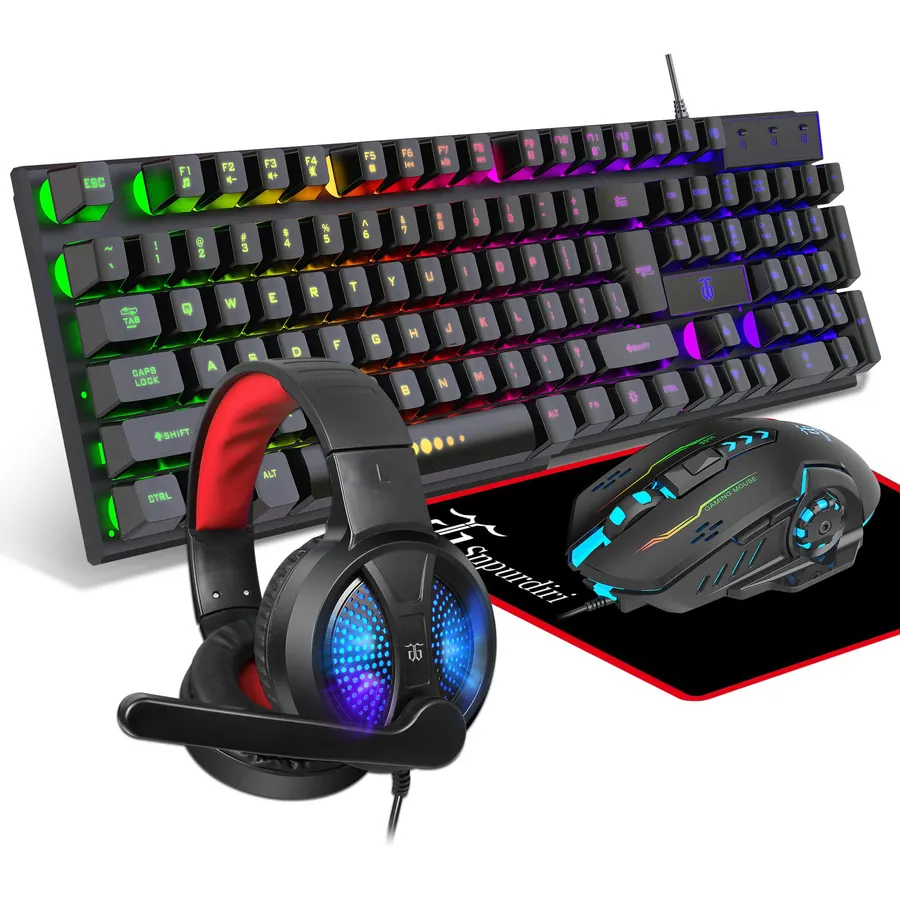 DGG Gaming Keyboard and Mouse, Headphones, Mouse pad Combo for PC Gamers