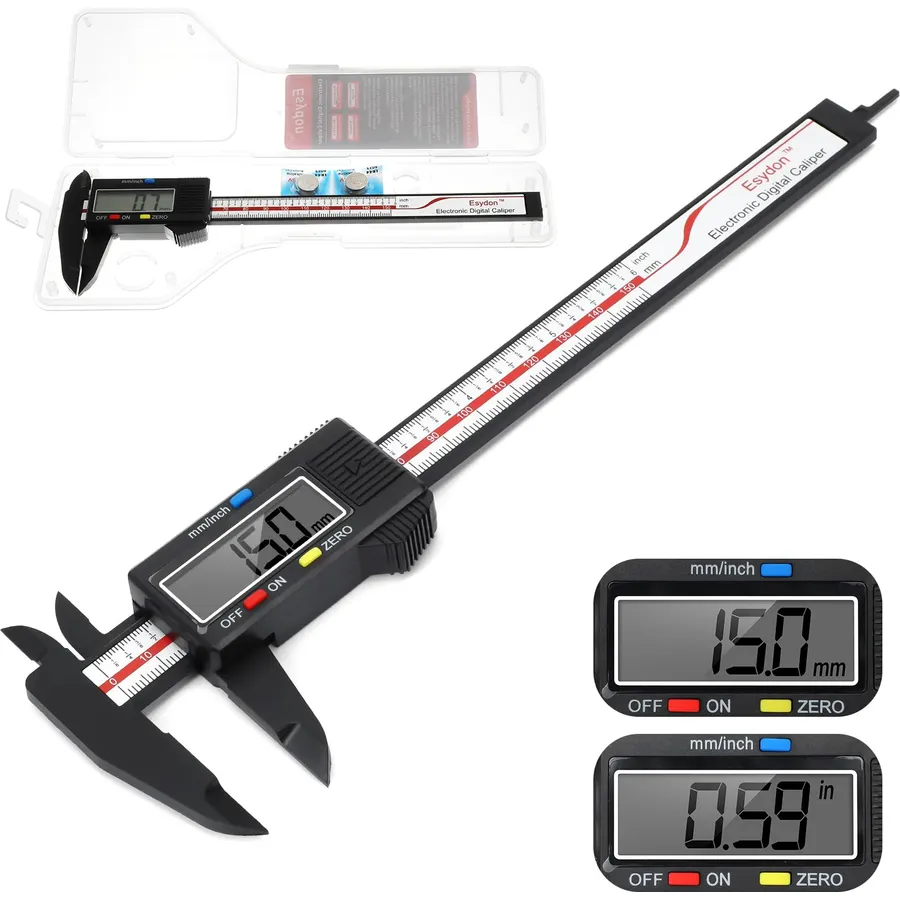 Digital Caliper, Caliper Measuring Tool with Stainless Steel, Electronic Micrometer Caliper with Large LCD Screen, Auto-Off Feature, Inch and Millimeter Conversion (6 Inch/150 mm)