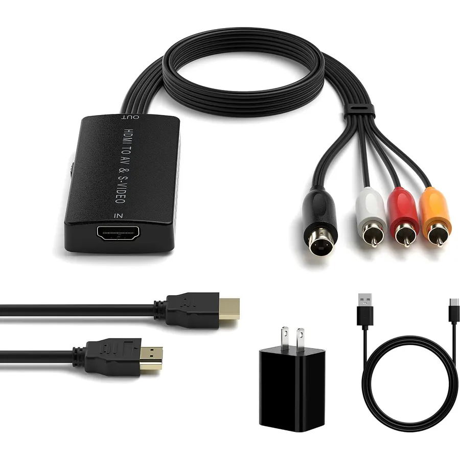 Dingsun HDMI to S-Video Converter HDMI to RCA Adapter Support 720P/1080p for PC Laptop Xbox PS3 TV STB VHS VCR Blue-Ray DVD