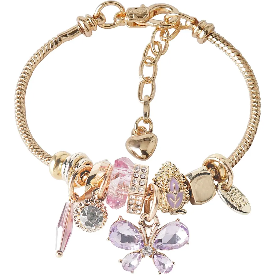 DS Charm Bracelets for Teen Girls Adjustable Gold Stainless Steel Gift Box