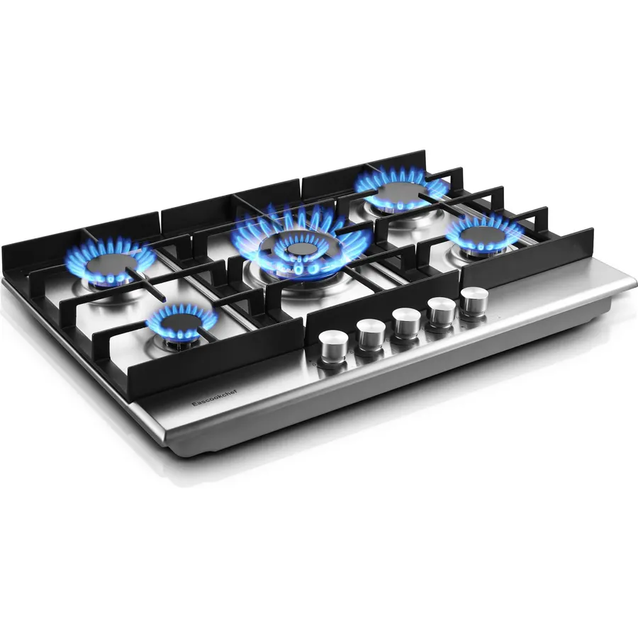 30 Inch Gas Cooktop, Stainless Steel Built-in 5 Burners Stovetop Dual Fuel Gas Hob NG/LPG Convertible Gas Cooktop DK5712