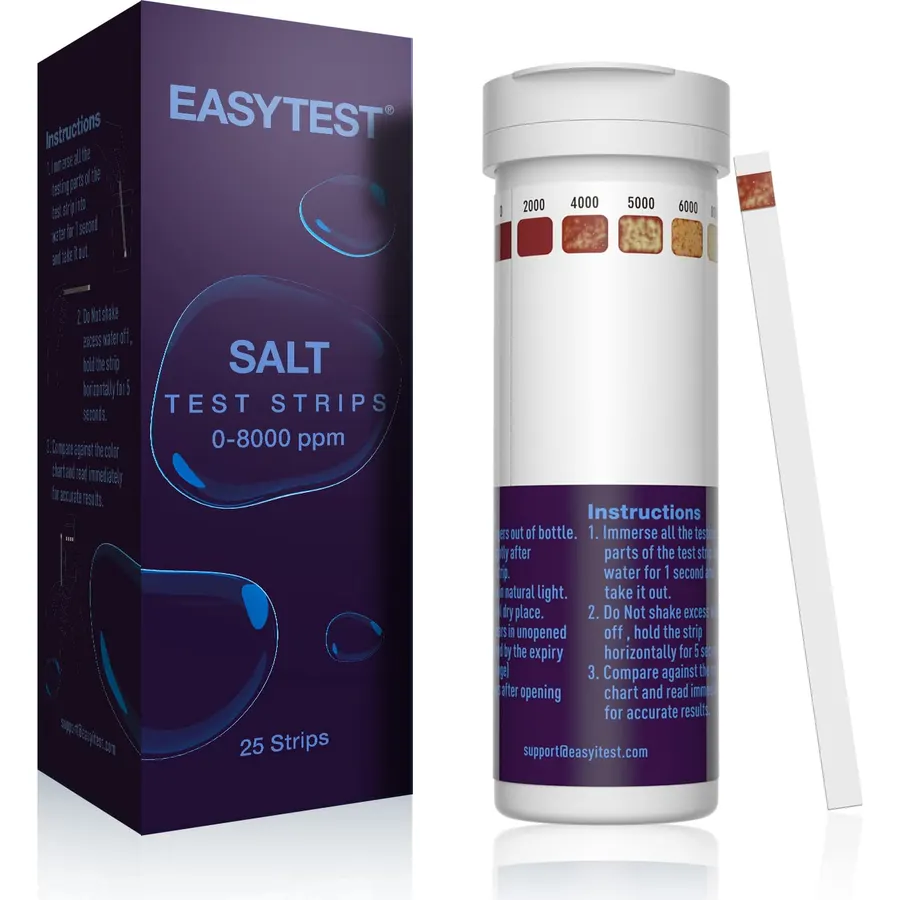 EASYTEST Saltwater Pool Test Strips, 0-8000 ppm, 25 Count