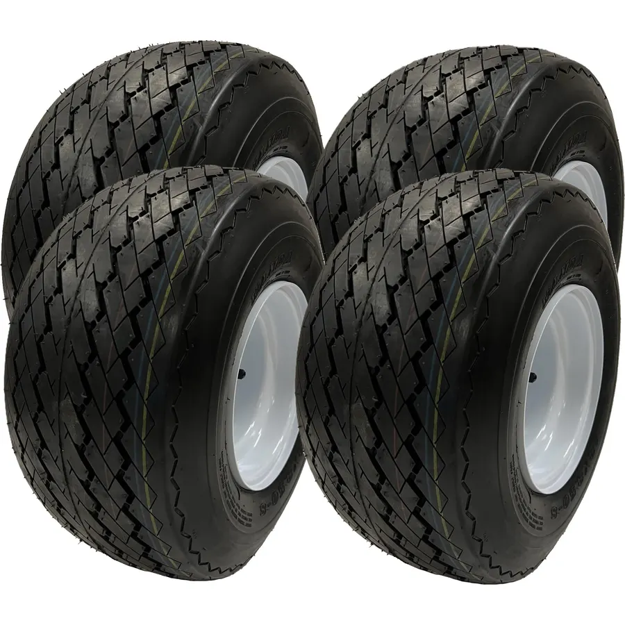eCustomrim 4-Pack Golf Cart Tire Rim Assembly 8 Inch 18X8.50-8 4 Lug White