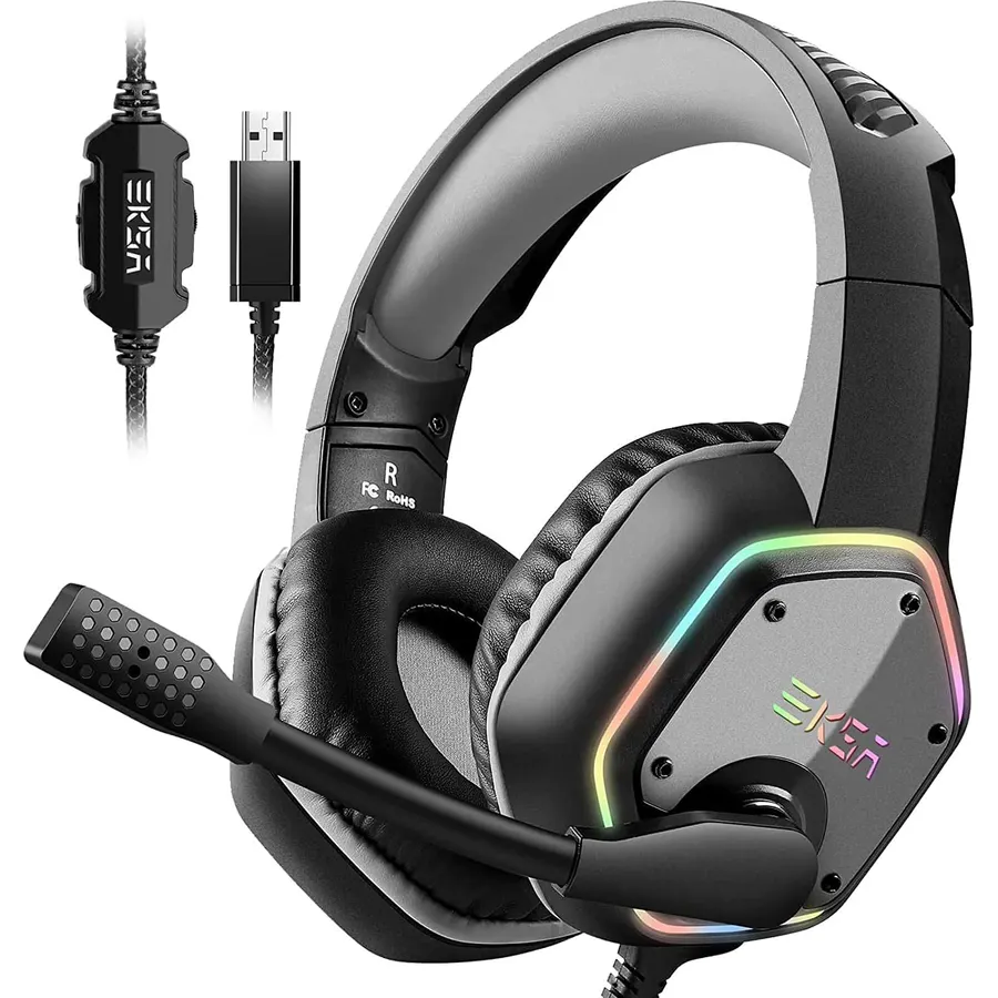 EKSA E900 Pro USB Gaming Headset for PC, 7.1 Surround Sound, 50MM Driver