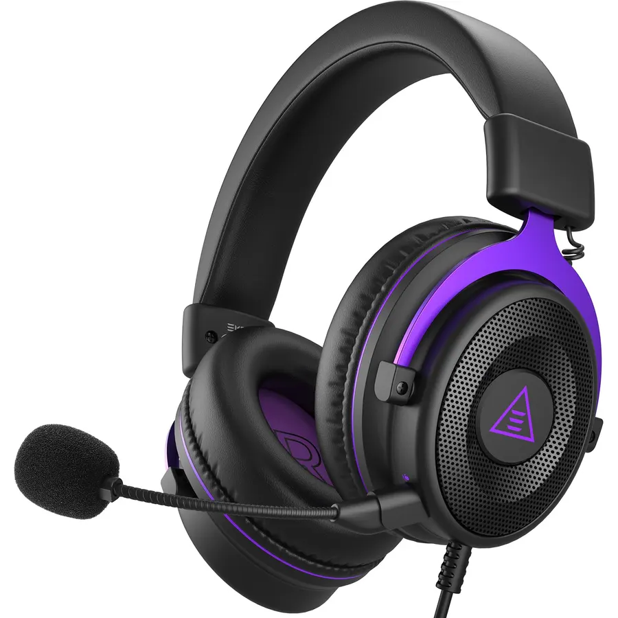 EKSA Fenrir S Gaming Headset with Microphone, Noise Cancelling Mic, Comfortable Ear Pads, 50 mm Drivers, RGB Light, One Key Control, Gaming Headphones for PC, Xbox, PS4, PS5, Switch, Controller