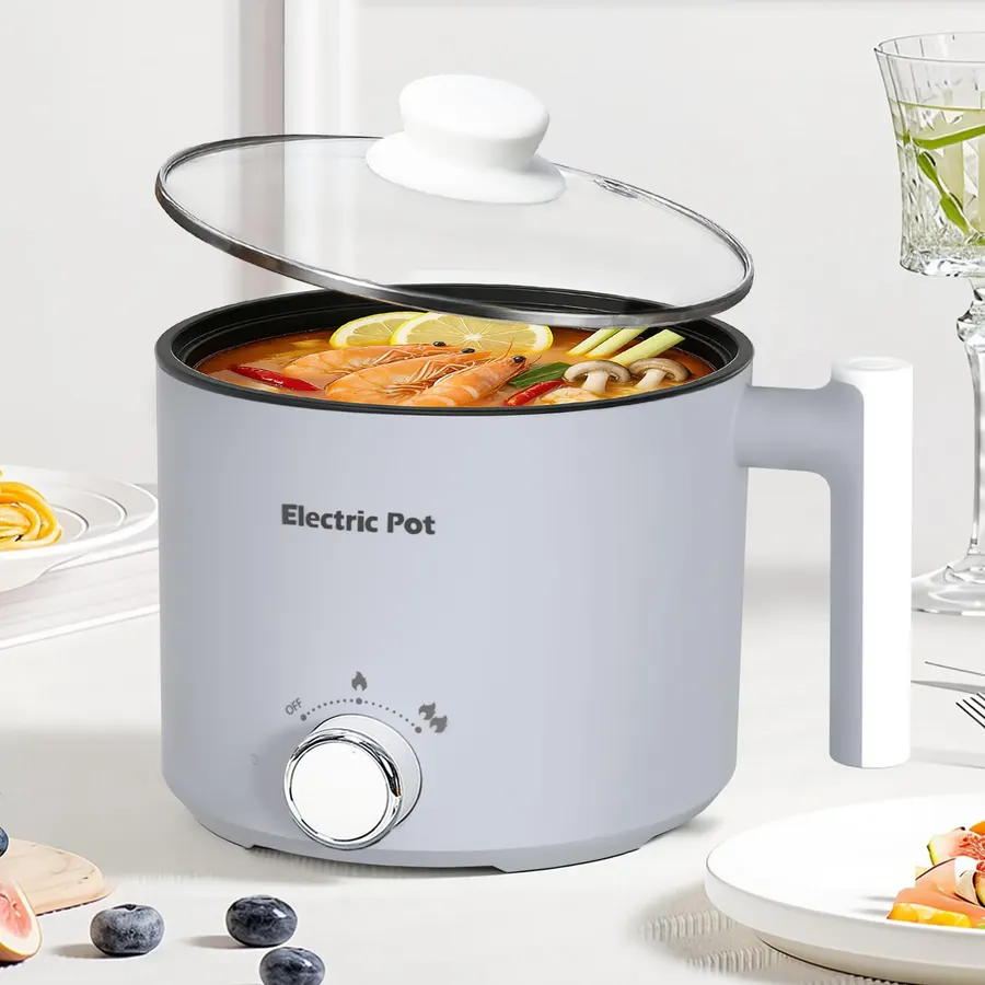 Electric Hot Pot 1.5L Nonstick Ramen Cooker for One-Person