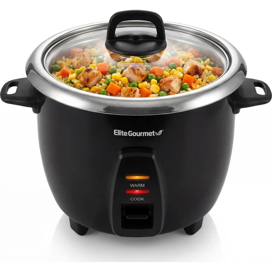 Elite Gourmet ERC2001BX 10-Cup Rice Cooker, Surgical Grade Stainless Steel