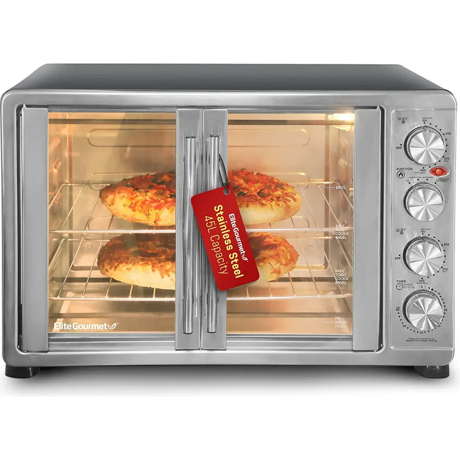 Elite Gourmet ETO4510B# French Door Convection Oven 47.5Qt, Stainless Steel