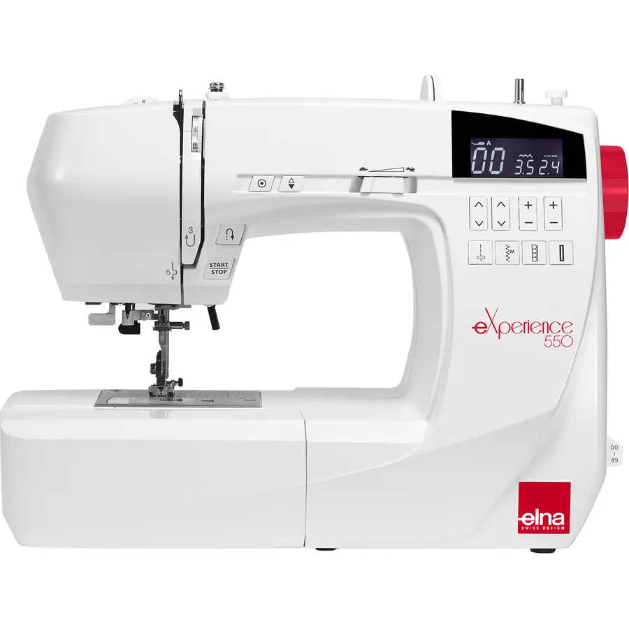 Elna eXperience 550 Stylish Computerized Sewing Machine with 50 Stitches, Smart Function Buttons, Built-in Needle Threader, Quick Stitch Selections, Extension Table Included and Swiss Design