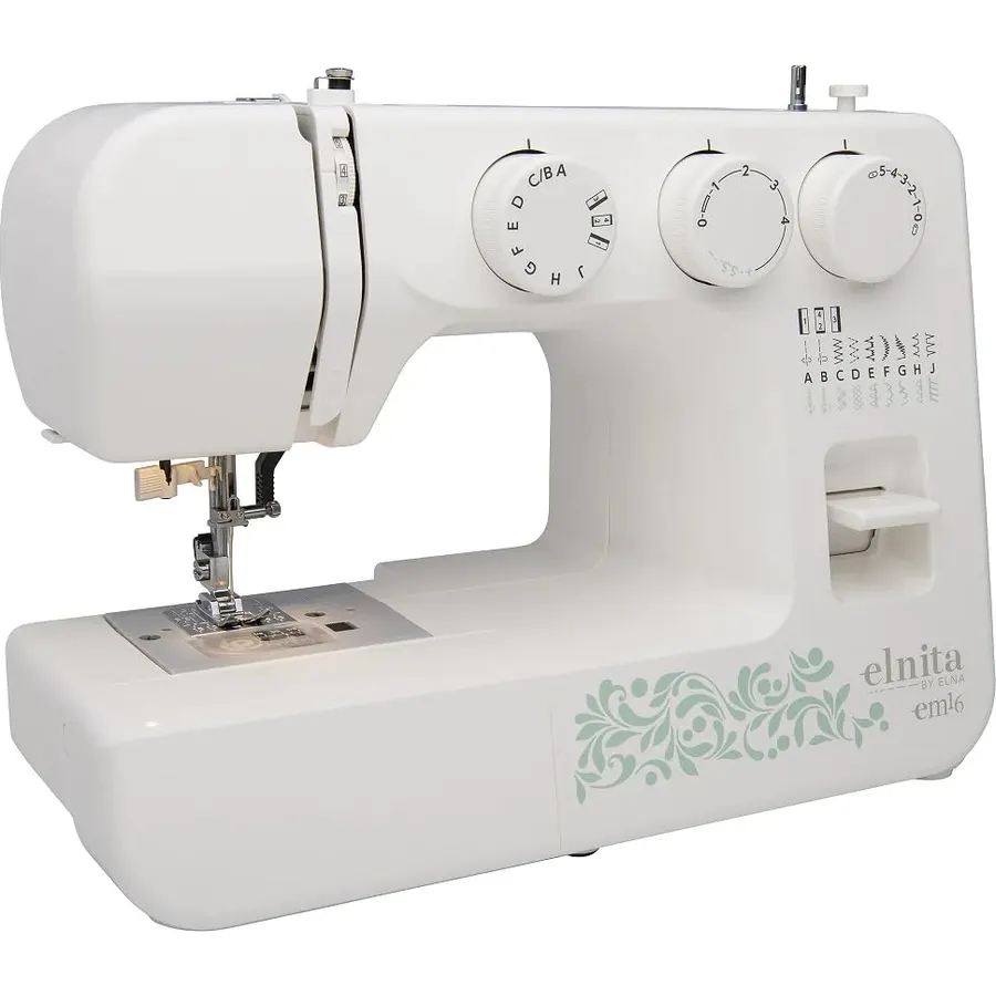 Elnita EM16 Mechanical Sewing Machine with 16 Stitches, Built-in Needle Threader, and Free Arm Convertible; Lightweight and Portable for All Home Sewing