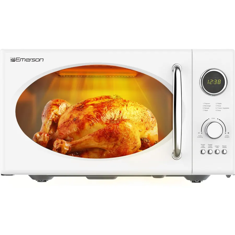 Emerson Retro Countertop Microwave Oven with Grill Function, 0.9 Cu. Ft.,