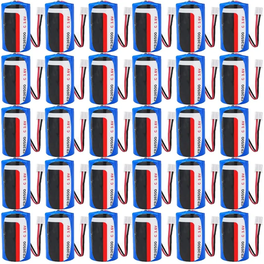 (30-Pack) ER26500 3.6V 8500mAh Size C Non-Rechargeable Lithium Battery (with 2.0 White Plug)