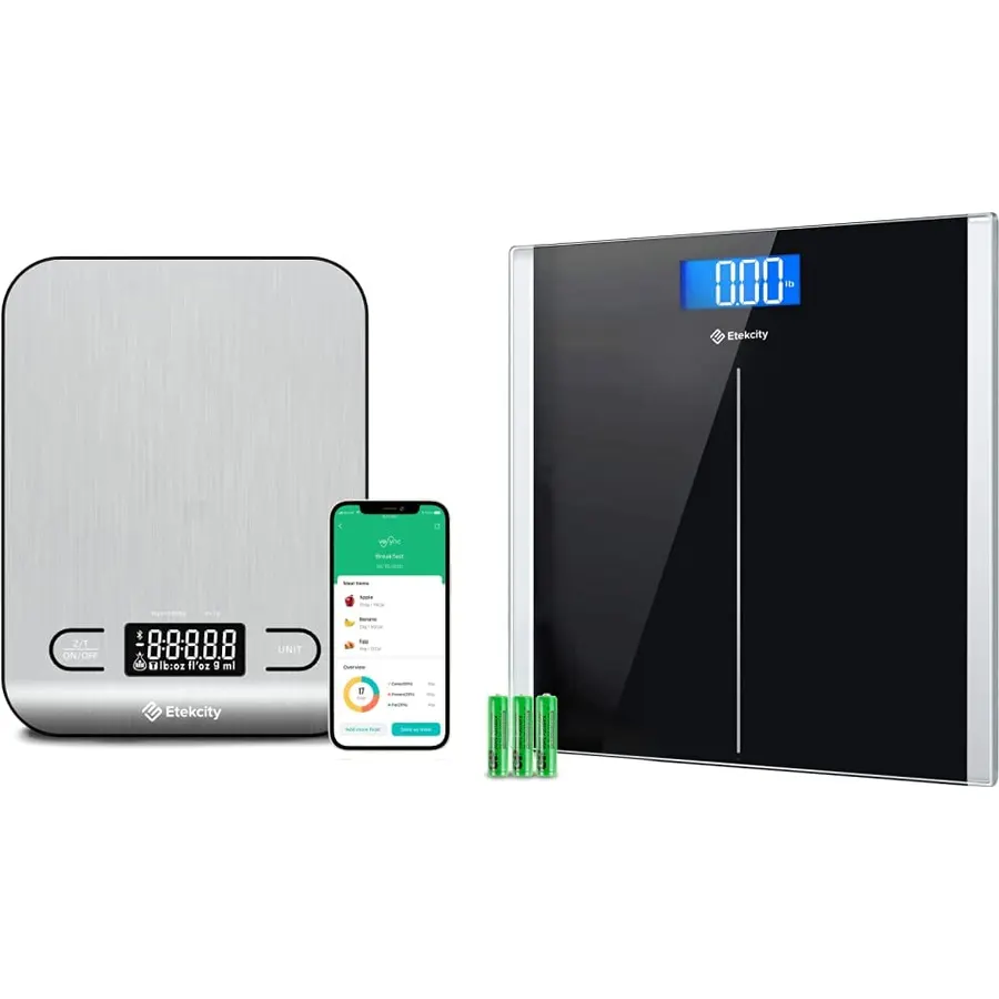 Etekcity Food Nutrition Kitchen Scale, Digital Grams and Ounces for Weight Loss & Digital Body Weight Bathroom Scale with Step-On Technology
