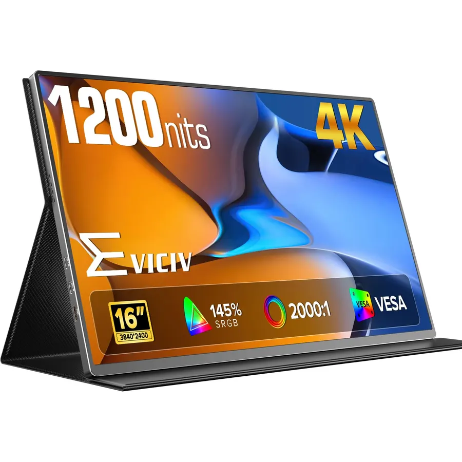 EVICIV Portable Monitor 4K 1200 Nits 16 Inch, 3840 x 2400 UHD, 145% sRGB