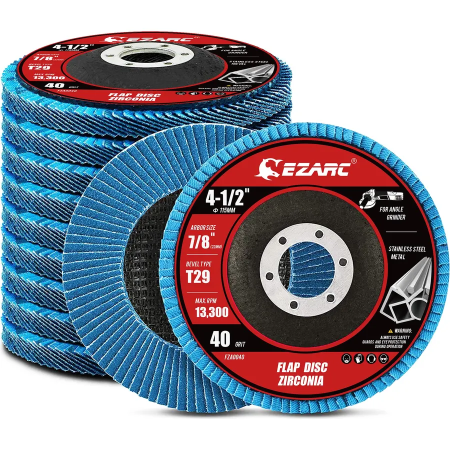 EZARC Zirconia Flap Discs 40 Grit, 4-1/2 x 7/8-Inch, Type 29, 10-Pack