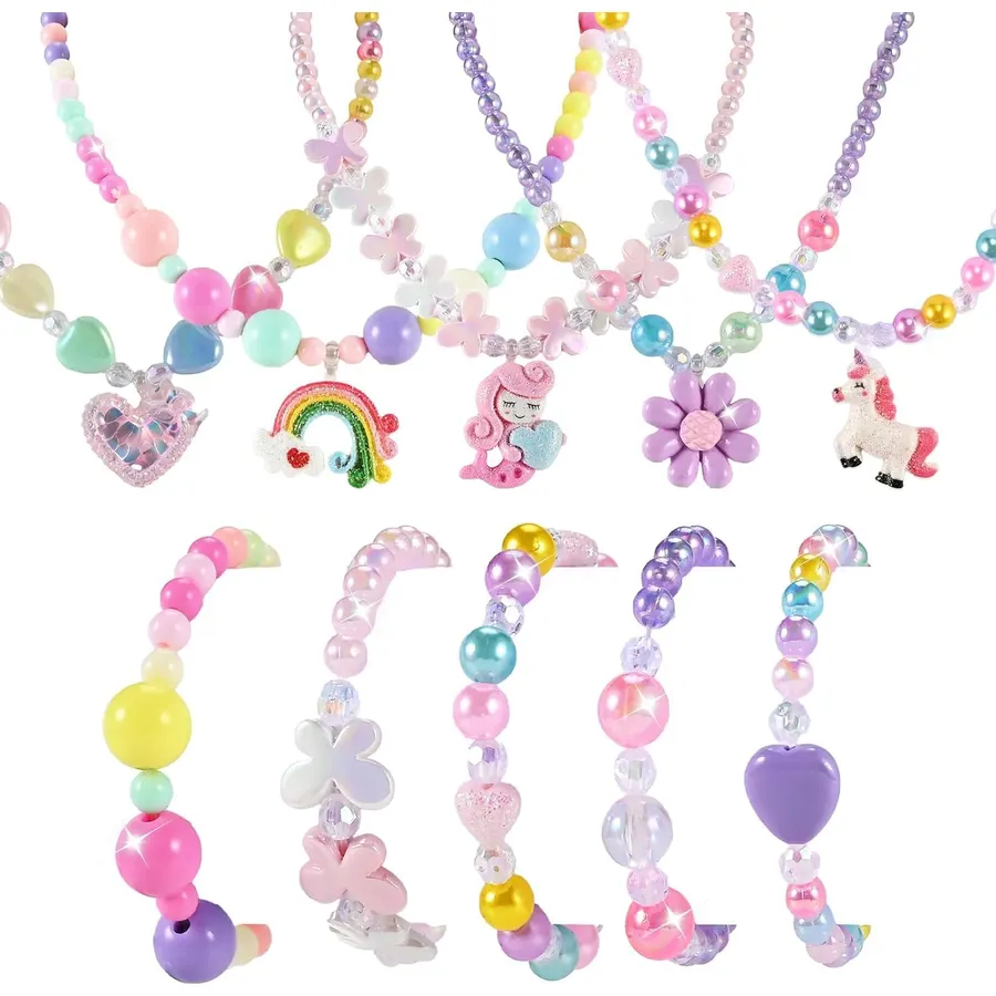 Faburo 10pcs Kids Jewelry for Girls, Little Girls Jewelry Necklace for Girl