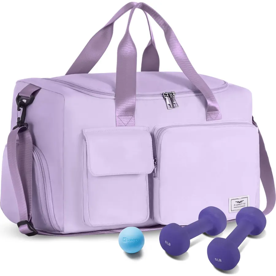 FIORETTO Women's Gym Duffle Bag with Shoes Compartment, 30L Capacity, Ideal for Travel, Gym, Sports, Duffel, Weekender