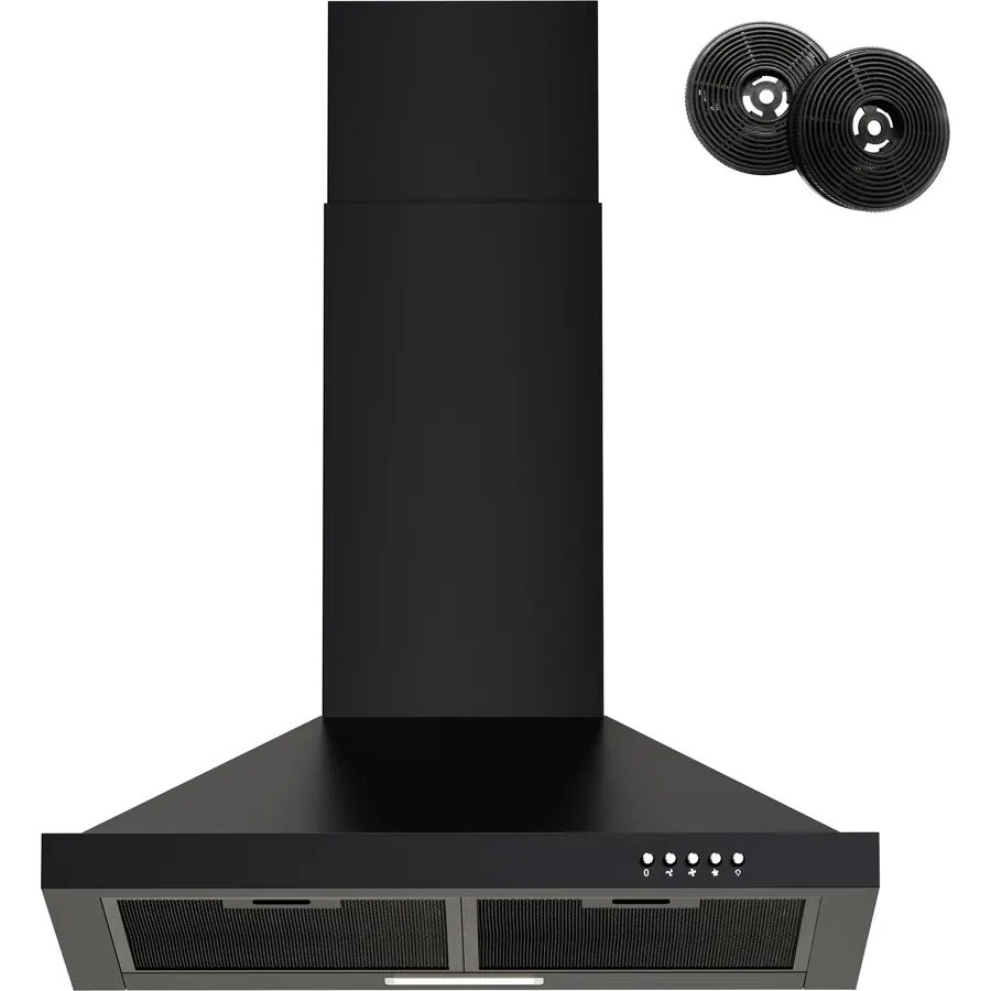 FIREGAS Range Hood 24 inch, Wall Mount Range Hood in Black, Kitchen Hood