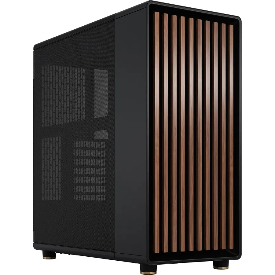 Fractal Design North - Genuine Walnut Wood Front - Mesh Side Panels - Two 140mm Aspect PWM Fans Included - Type C USB - ATX Airflow Mid Tower PC Gaming Case,Charcoal Black