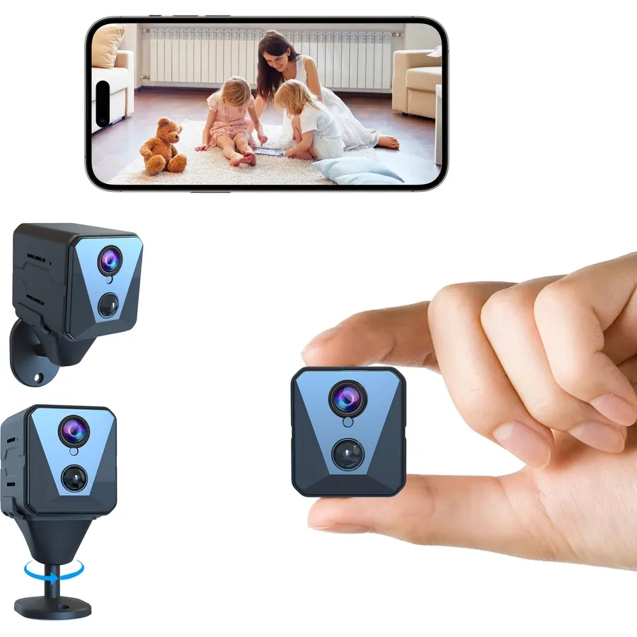 Funstorm 2025 Upgraded Security Camera, 4K HD Mini Nanny Cam for Home with Night Vision, WiFi Indoor Camera, 100 Days Long Battery Life, Motion Detection, Remote Viewing, Wireless Surveillance Cam