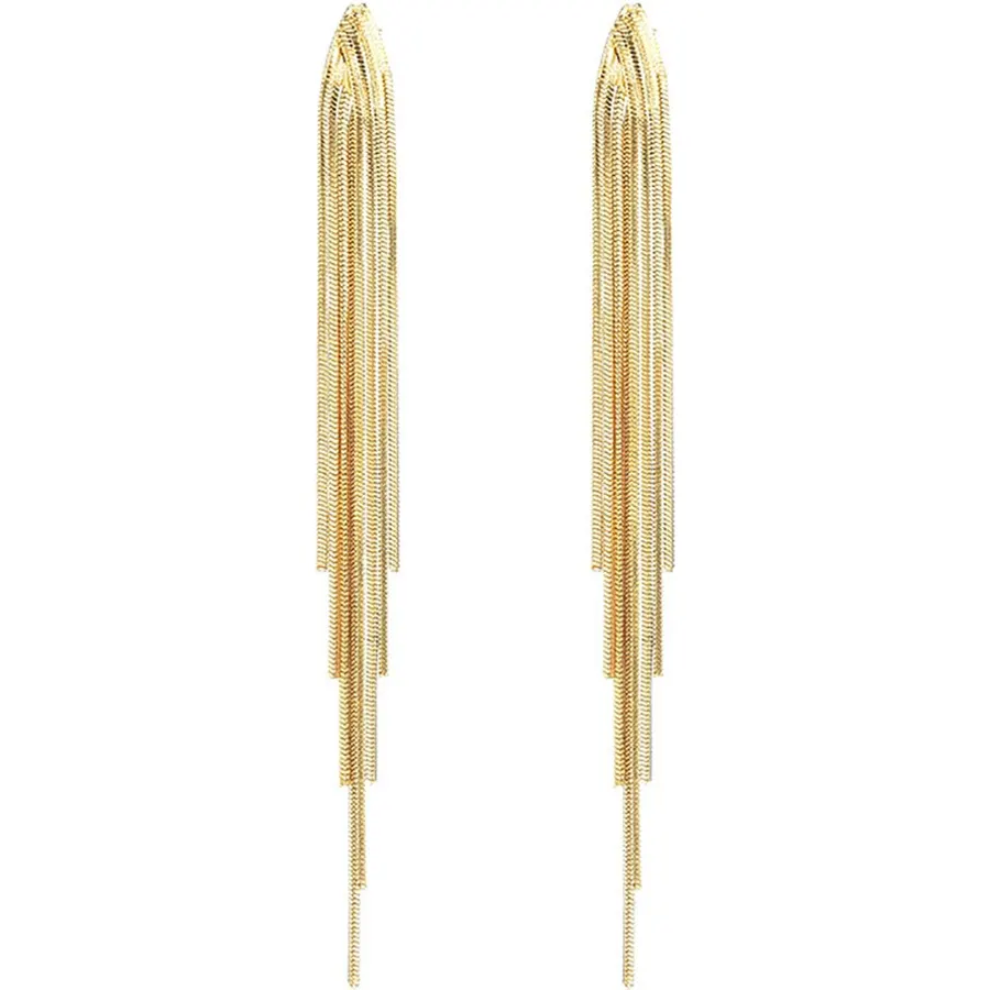 FUTIMELY Gold Long Dangle Drop Earrings for Woman,Punk Sleek Metal Chain Tassel Earrings 70s/80s Disco Outfits Accessories Jewelry