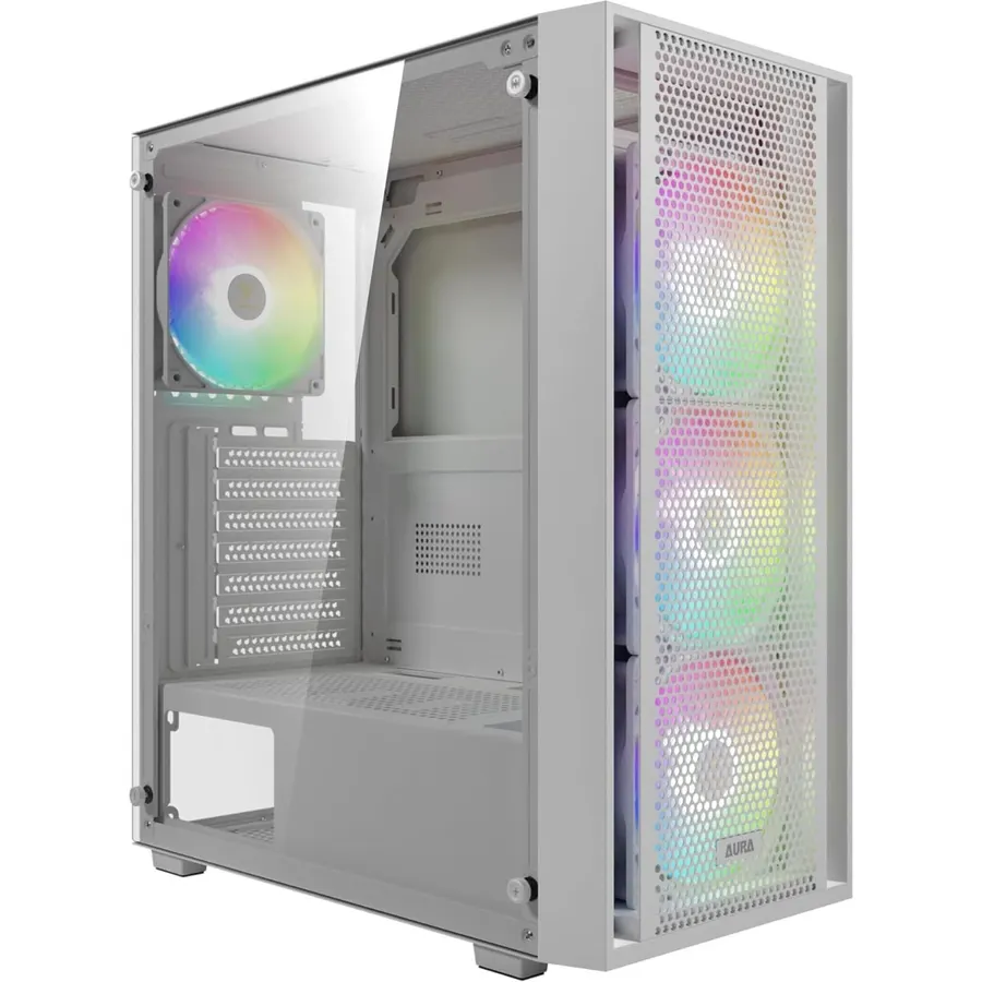 GAMDIAS ATX Mid Tower Gaming Computer PC Case Tempered Glass, Built-in 4X 120mm ARGB Case Fans, Front Airflow Mesh, Up to 6x120mm Fans, 340mm GPU/VGA, 360mm AIO/Radiator, 160mm CPU Cooler