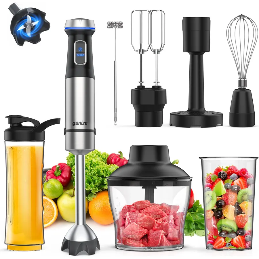 Ganiza Immersion Blender Handheld, Max 1200W Hand Blenders Immersion 9-in-1