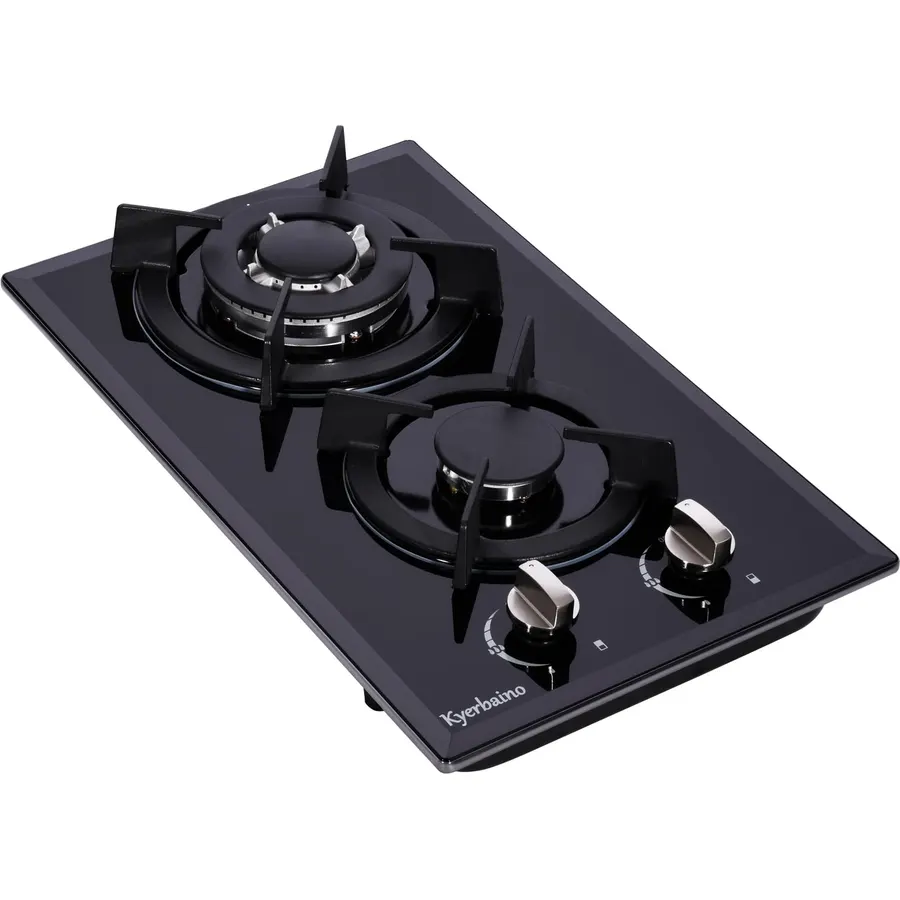 Gas Cooktop 12 Inch, 2 Burners Stovetop Built-in Tempered Glass Stove Top Propane/Natural Gas Convertible Cooktop