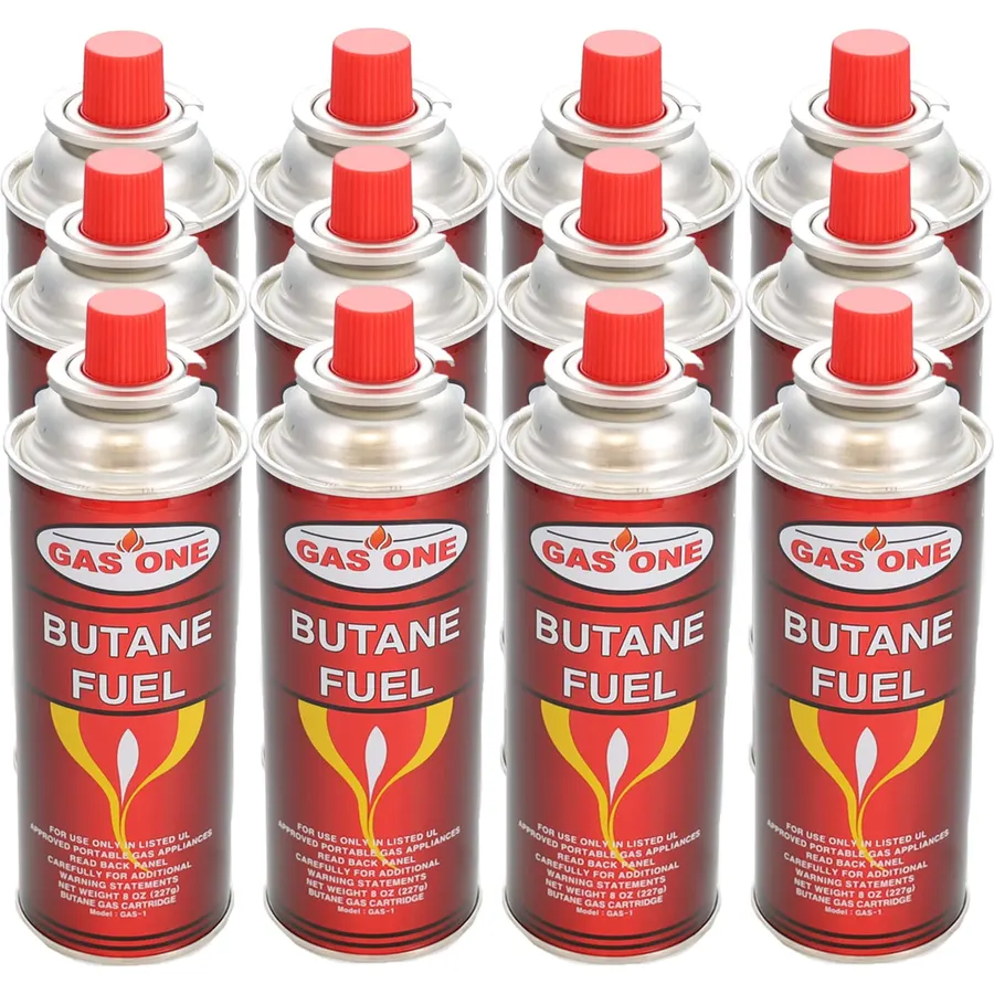 Gas One 12 Pack - 8oz Camping Fuel Canisters for Portable Gas Stoves - UL Safety Certified - Made In Korea