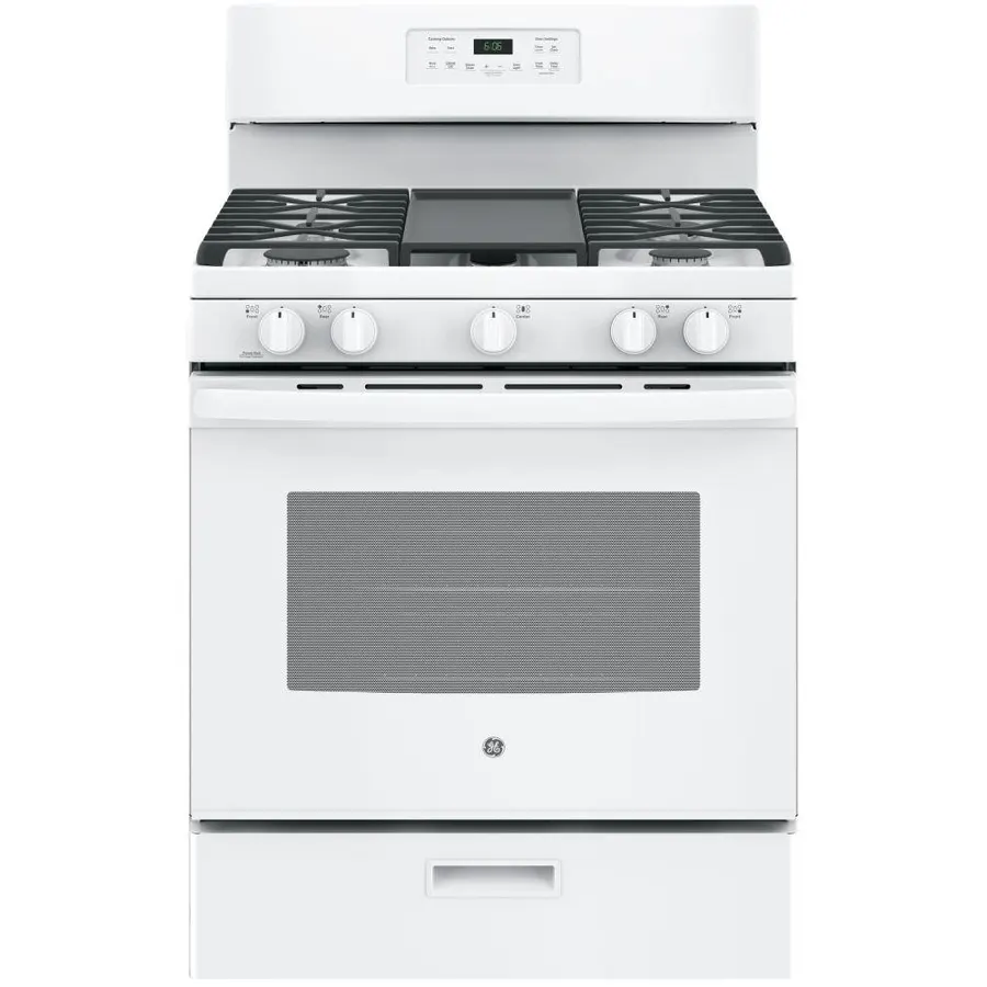 GE 30 in. 5.0 cu. ft. Freestanding Gas Range in White with Griddle