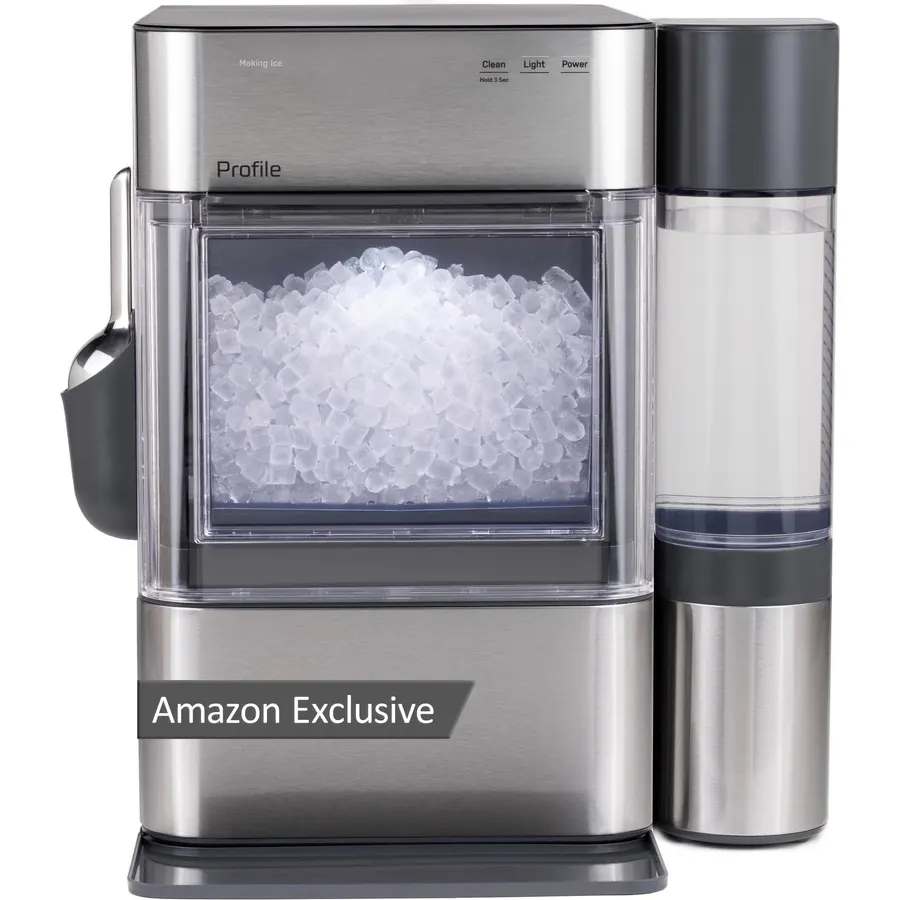 GE Profile Opal Ultra, Countertop Nugget Ice Maker, 1 Gal XL Side Tank, *Amazon Exclusive*, 38 lbs/Day, Pebble Pellet Crushed Ice Machine, WiFi Stainless Steel
