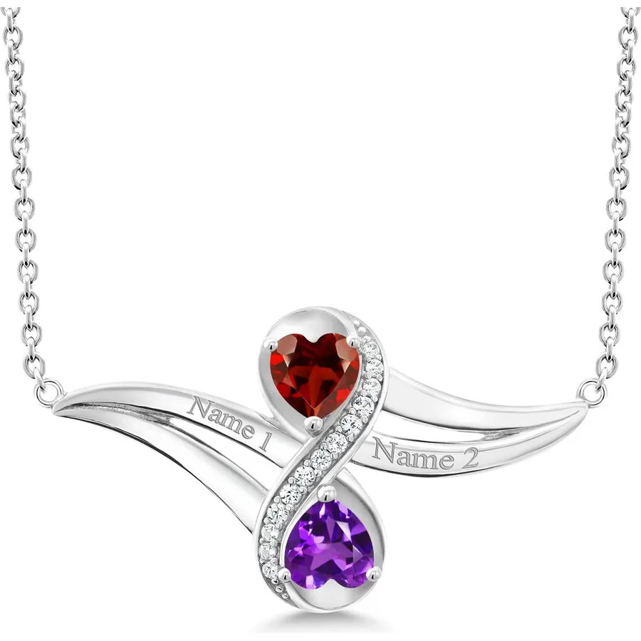 Gem Stone King Customized Personalized Engraved Heart Mother Name Necklace