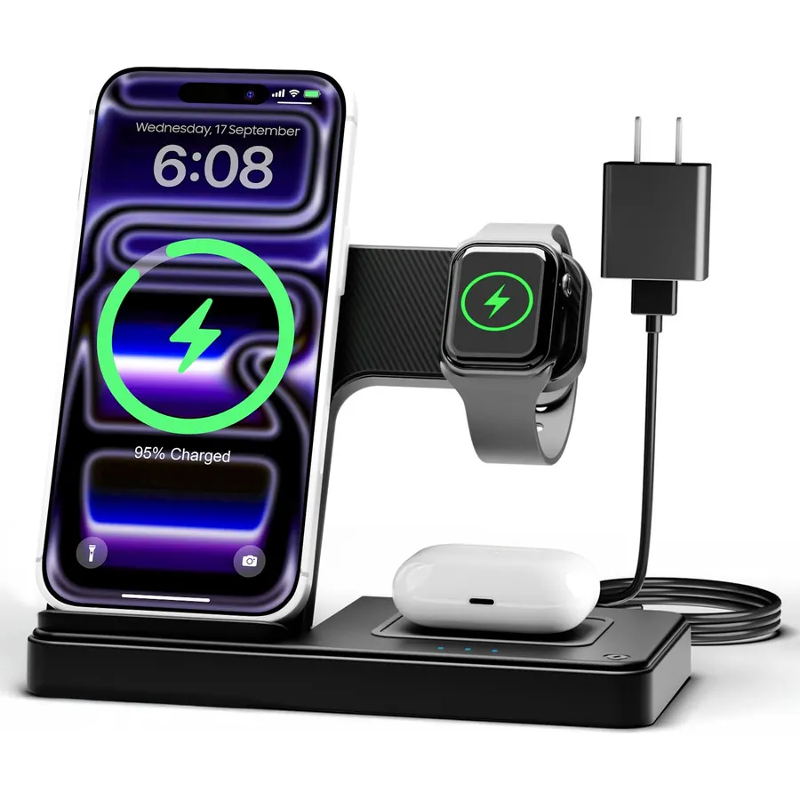 3 in 1 Wireless Charging Station for Apple,Foldable Magnetic Travel Charger