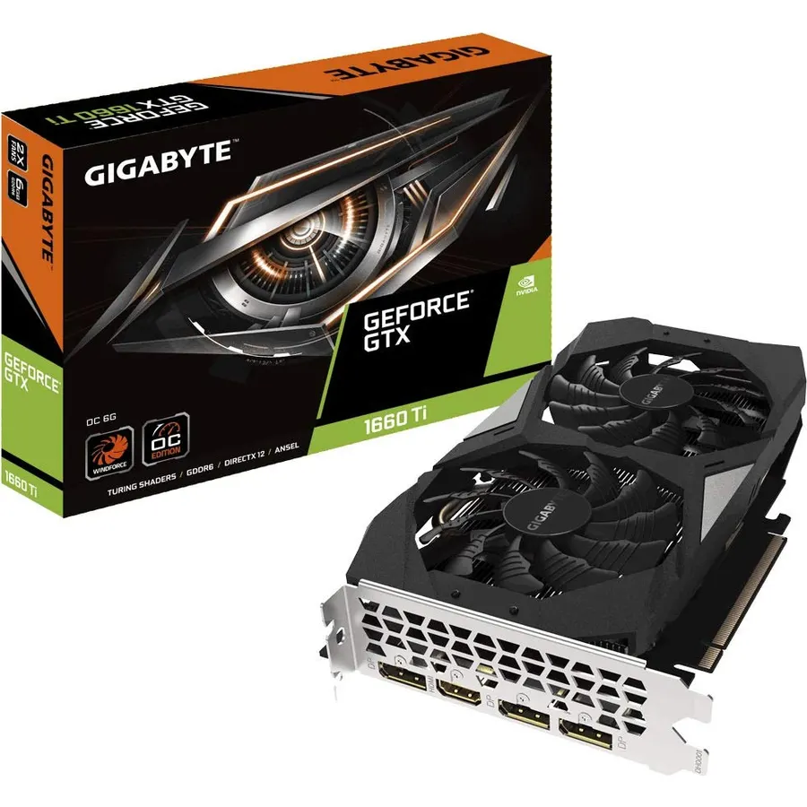 GIGABYTE GeForce GTX 1660 Ti OC 6G 192-bit GDDR6 DisplayPort 1.4 HDMI 2.0B with Windforce 2X Cooling System Graphic Cards- Gv-N166TOC-6GD