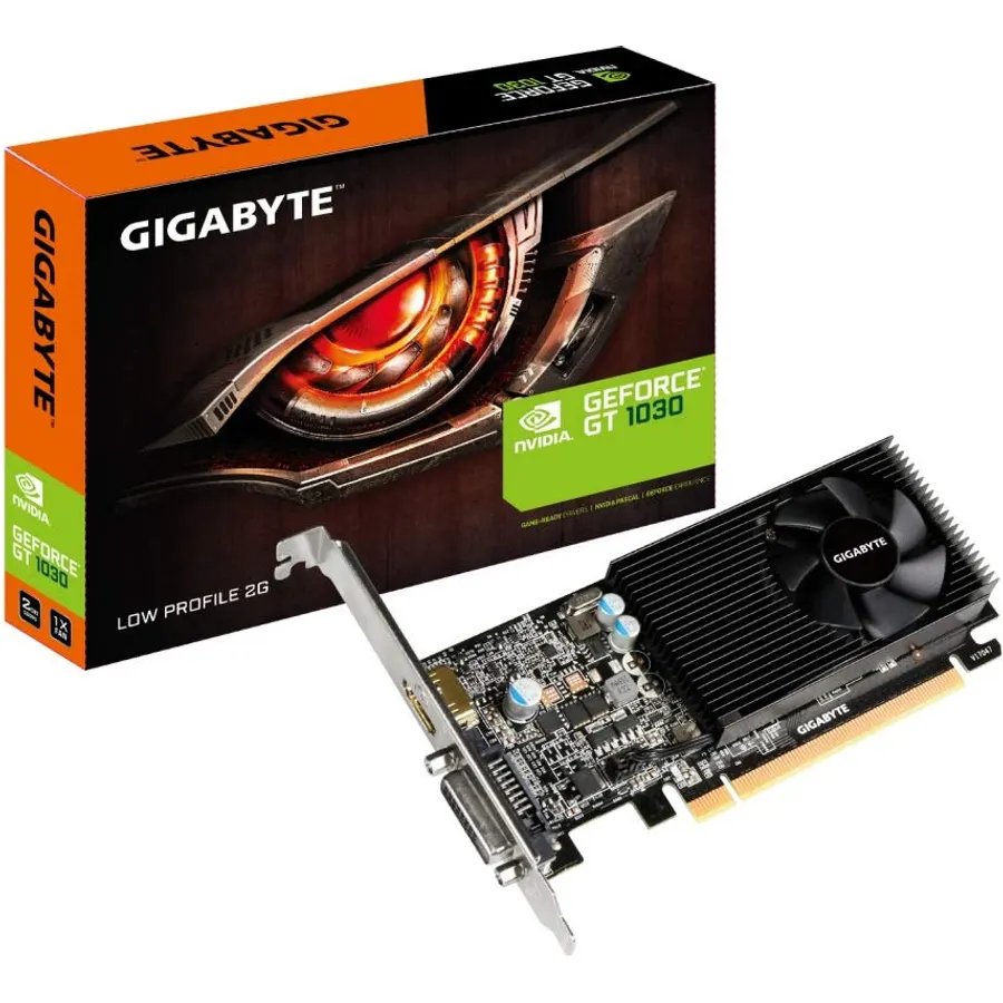 GIGABYTE GV-N1030D4-2GL NVIDIA GeForce GT 1030 Low Profile D4 2G Graphics Card, Compatible with PC, HDMI, DVI-D