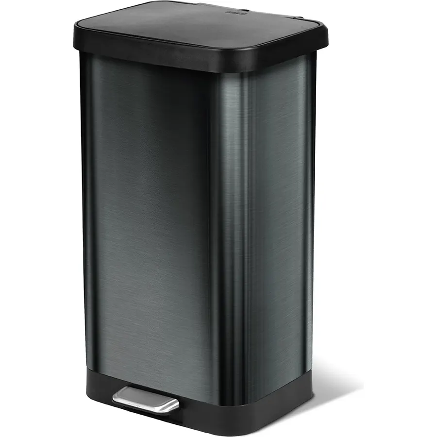 Glad Stainless Steel Trash Can with Clorox Odor Protection, 20 Gal, Pewter