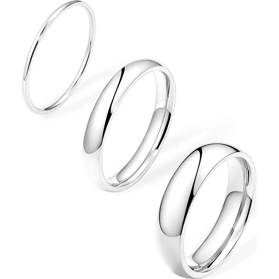 Gold Band Rings for Women Men Non Tarnish, Wedding 14K Gold Plated Stackable Ring Set for Couples, Dainty Thin Plain Simple Promise Dome Band Thumb Pinky 1mm 3mm 5mm Jewelry Gift Comfort Fit Size 3-13