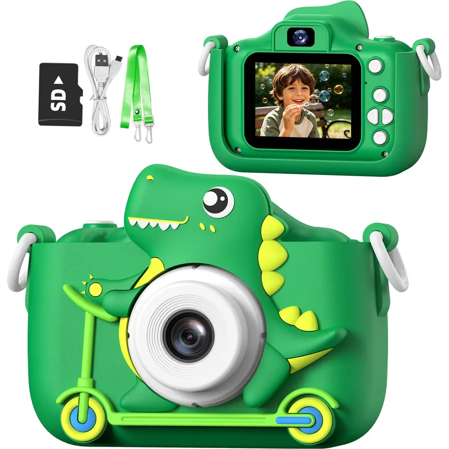 Goopow Kids Selfie Camera Toys for Girls Age 3-9, Digital Video Camera Toy with Protective Cover, Christmas Birthday Festival Gifts for 3-9 Year Old Girls Boys