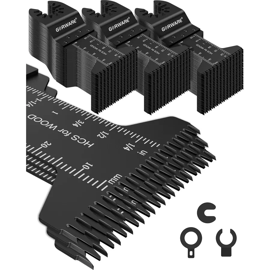 GORWARE Oscillating Tool Blades, Japanese Tooth Quick Release Multi Tool Blades Kits Fit Milwauke, Chicago, Worx, Rockwell, Rigid (100PCS Japanese Tooth Blades)