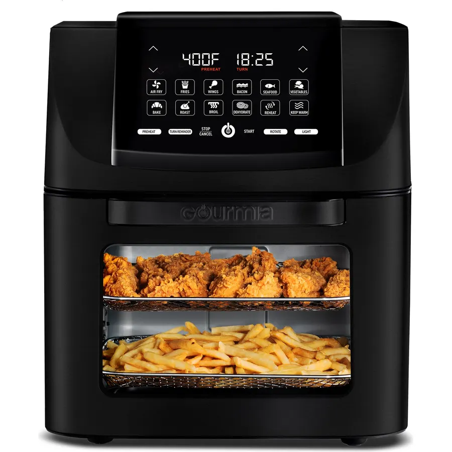Gourmia Air Fryer - 14 Qt Rotisserie Oven with Window, Stainless Steel