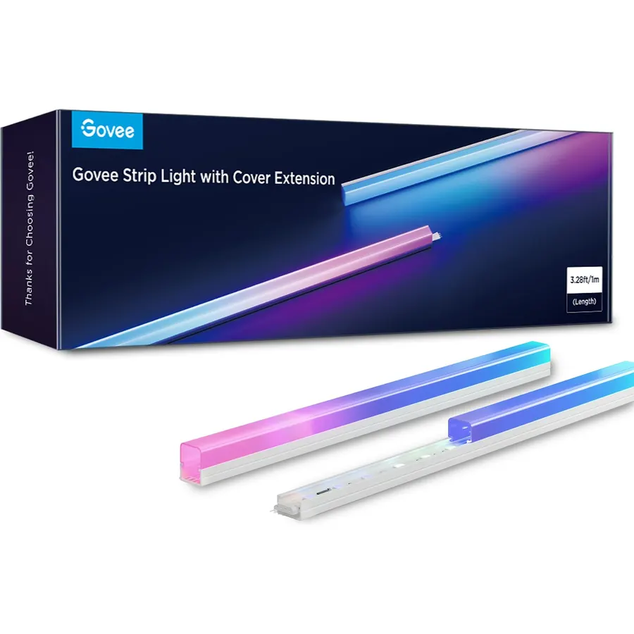 Govee RGBIC LED Strip Lights 3.28ft Extension with Covers, LED Diffuser Channel with LED Lights for Bedroom, Skirting Lines, Studio, Cabinet, Smart LED Lights Work with Alexa and Google Assistant