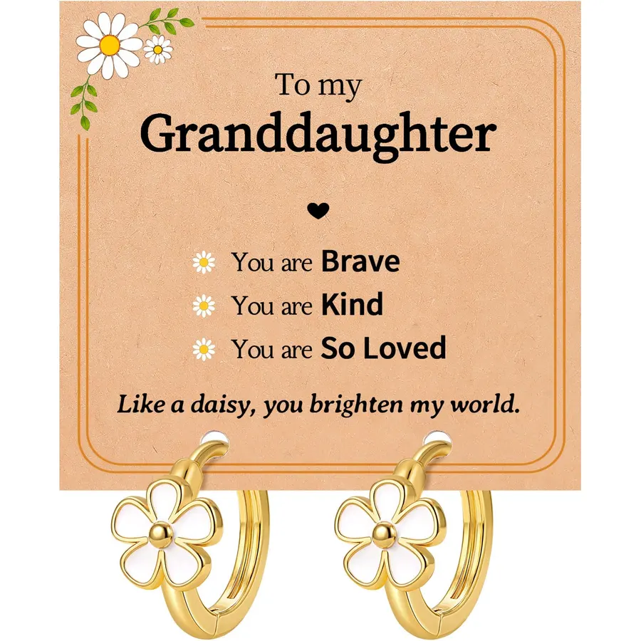 Granddaughter Gifts from Grandma Daisy Earring Hoop Encouragement Card