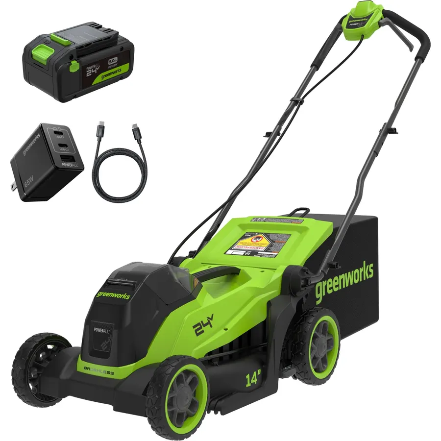 Greenworks 60V 17in Push Lawn Mower, 4.0 Ah Battery and Charger