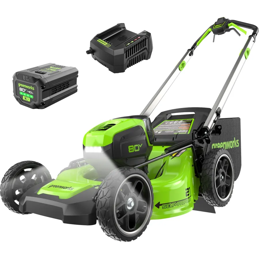 Greenworks 80V 21in Self-Propelled Lawn Mower, 4.0 Ah Battery and Charger