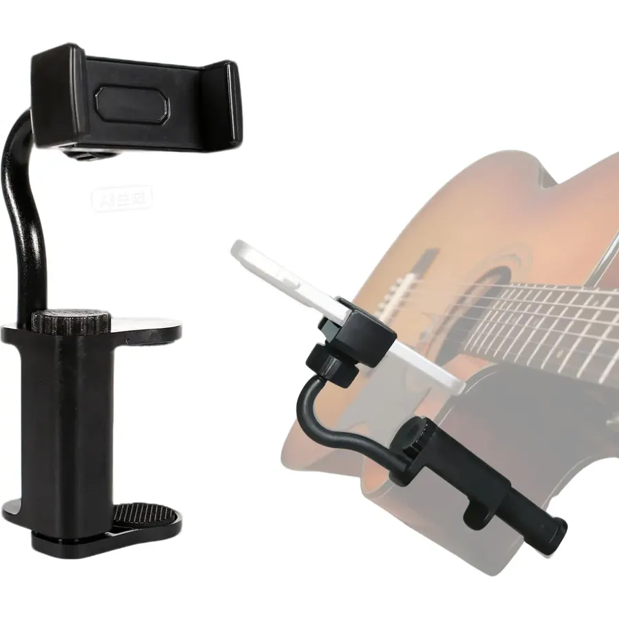 Guitar Phone Holder, Digital Sheet Music holder, Phone Clip Mount Fit for 6-10cm Thick Guitars& Ukulele, Practical Guitar Accessories for Watching Tutorials & Tabs While Playing, Easy Setup