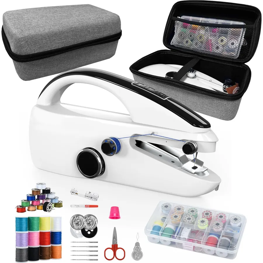 Handheld Sewing Machine, Portable Hand Sewing Machine with 20 Thread Colors Emergency Sewing Kit, Small Hand Held Sewing Machines Suitable for Clothes DIY, Ideal for Adults & Beginners.