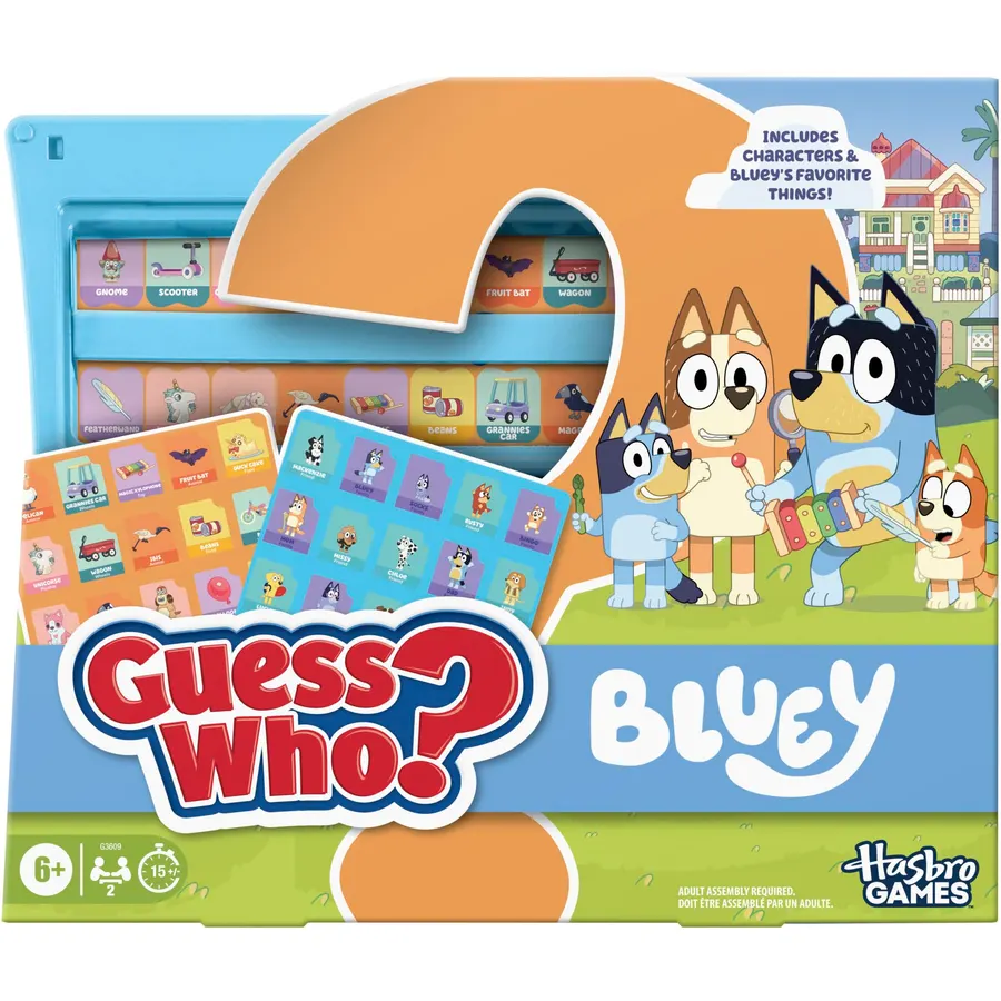 Hasbro Gaming Guess Who? Bluey Edition Game | Bluey Characters and Objects | Fun Kids Board Games for Families | 2 Players | 15 Mins. | Travel Friendly | Ages 6+