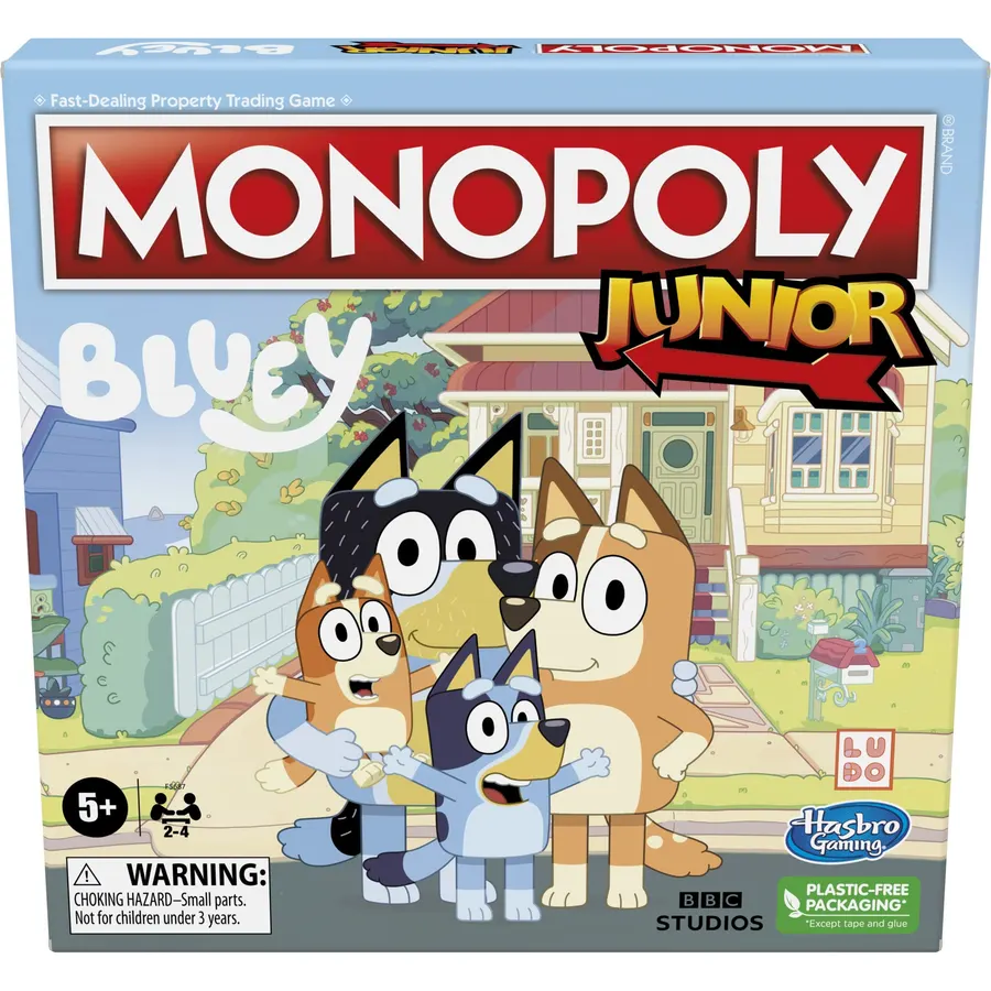 Hasbro Gaming Monopoly Junior Bluey Edition Board Game | Kids Play as Bluey, Bingo, Mum & Dad for Girls & Boys | Ages 5+ (Amazon Exclusive)